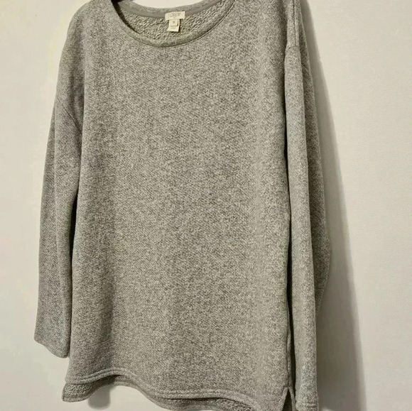 J. Crew B3497 Gray Cotton Wool Pullover Scoop Sweater Size Medium EUC - Picture 2 of 6